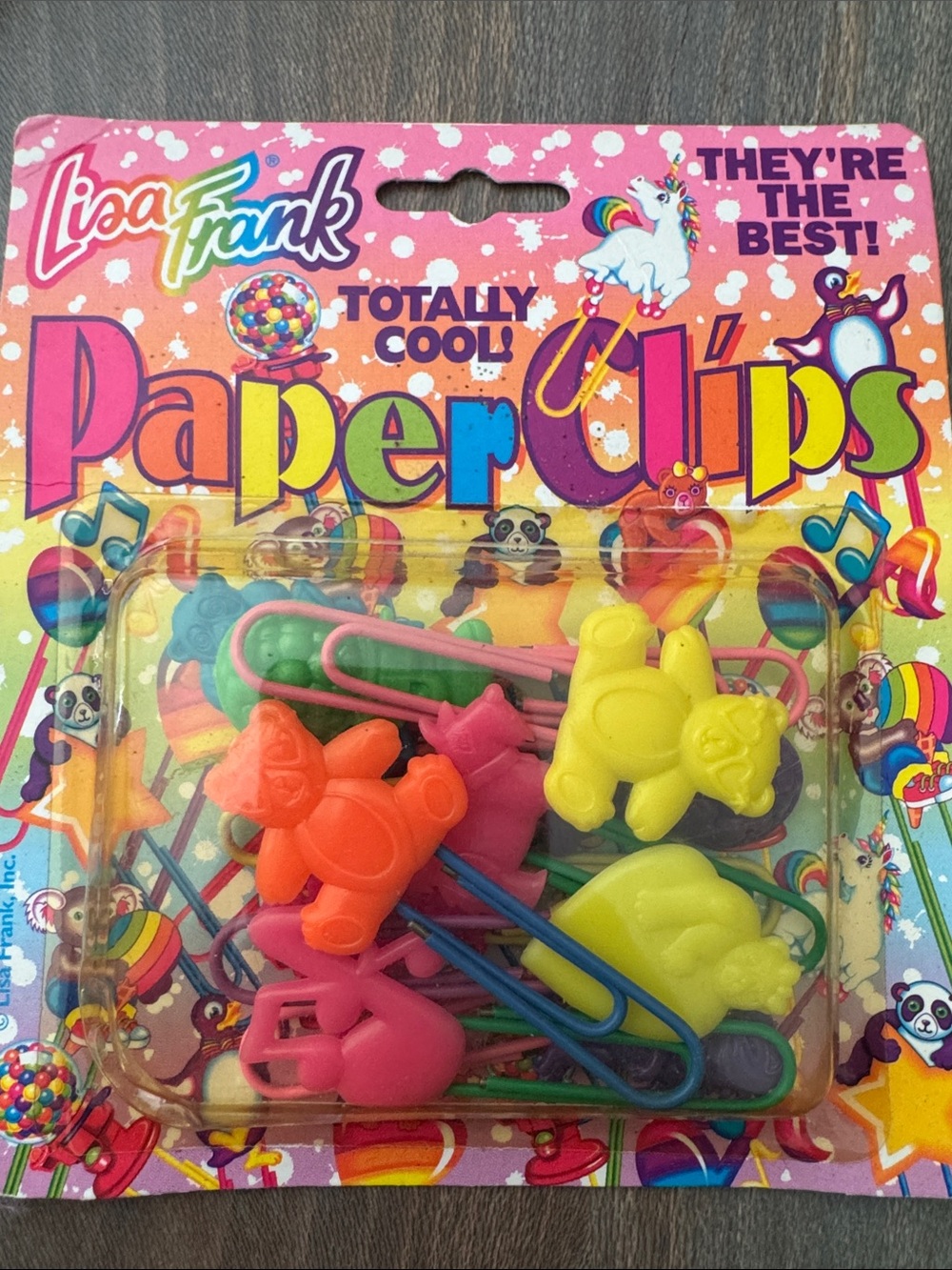 New old Stock Vintage Lisa Frank Rainbow Paper Clips - Bright Multicolor Shapes